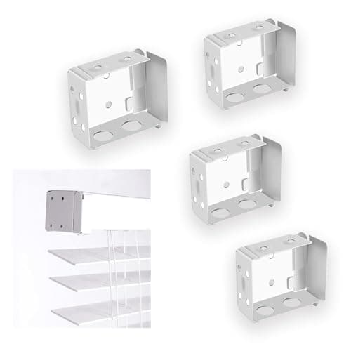 Image of AZWOOD Venetian Blind Fittings Brackets, 4PCS Wood Blind Window Profile Box Mounting Bracket, 50mm Square Headrail Bracket Track End Holder Perfer for Home Office Install Blind Curtains