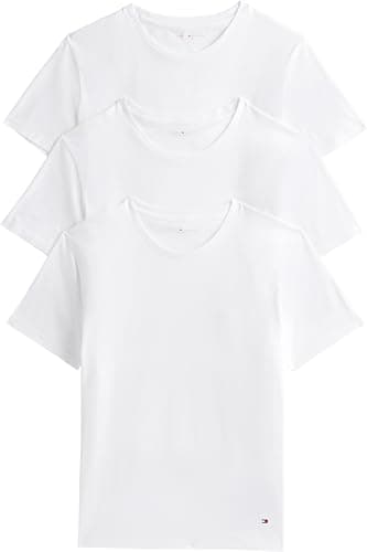 Image of Tommy Hilfiger Men’s 3 Pack Short Sleeve Round Neck Stretch T-Shirts, White (White/White/White), XL