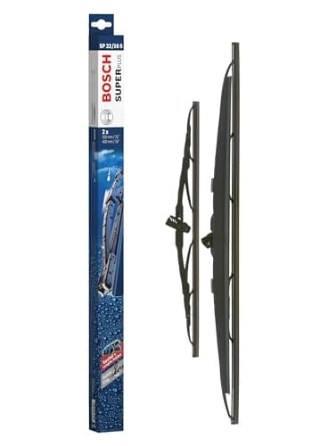 Image of Bosch SuperPlus SP 22/16 S - Front Windscreen Wiper - Set of 2 Replacement Blades, Comes with Pre-assembled Quick-Clip Adapter - 2 Blades, 550mm/400mm - Only for right-hand drive (UK)