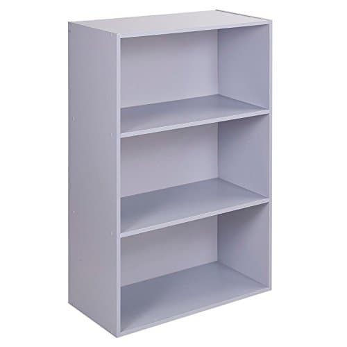 Image of URBNLIVING Wide 3 Tier Wooden Grey Shelf Bookcase
