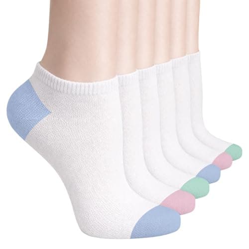 Image of Ladies 6 Pairs Trainer Ankle Socks – Stars, Stripes, Hearts, Design, Indoor/Outdoor Sports, Running, Walking, Athletic Wear & Home Workouts, Everyday Casual Wear Trainer Socks womens 4-7 Size