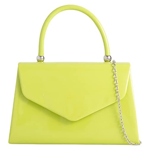 Image of fi9® BNWT Retro Tote Patent Leather Bridal Wedding Evening Handbag Party Purse Clutch Shoulder Hand Bag (Lime Green)