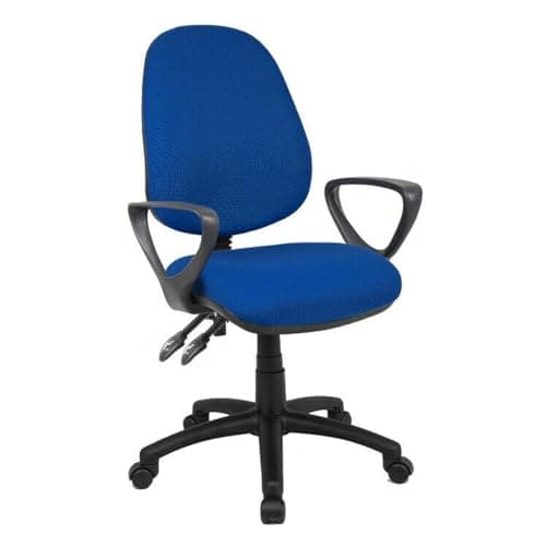 Image of IDEAL 365 Office Fabric Operator Chairs 2 lever PCB (Blue, Fixed Arms)