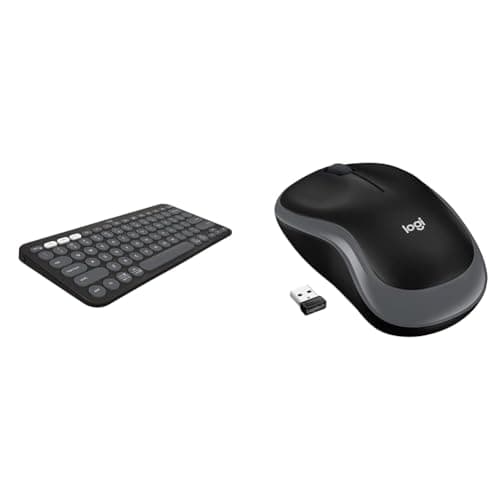 Image of Logitech Pebble Keys 2 K380s, Multi-Device Bluetooth Wireless Keyboard with Customisable Shortcuts & M185 Wireless Mouse, 2.4GHz with USB Mini Receiver, 12-Month Battery Life, 1000 DPI Optical