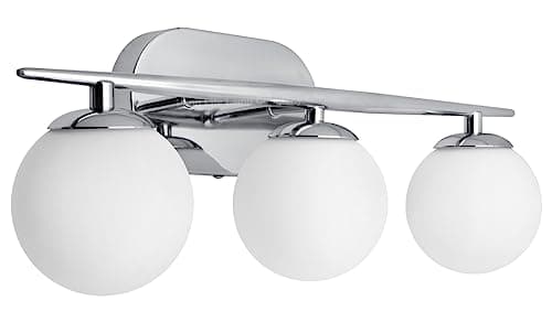 Image of Modern Chrome 3 Light Wall Light Sconce Frosted Glass Globe Wall Lamp Indoors H3080 with LED Bulb Warm White G9