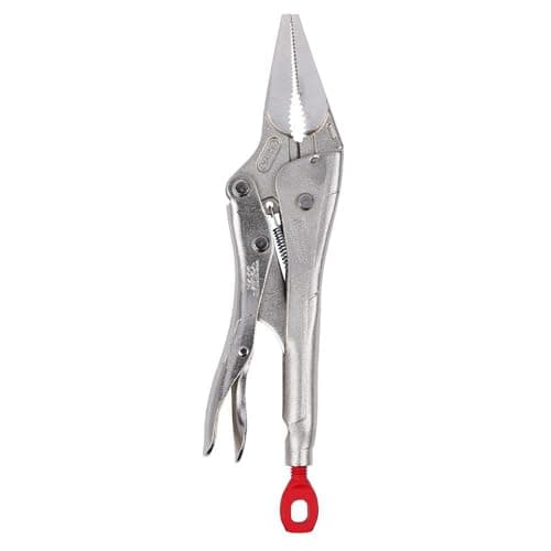Image of Milwaukee 48 22 3504 4-Inch Long Nose Locking Pliers - Silver