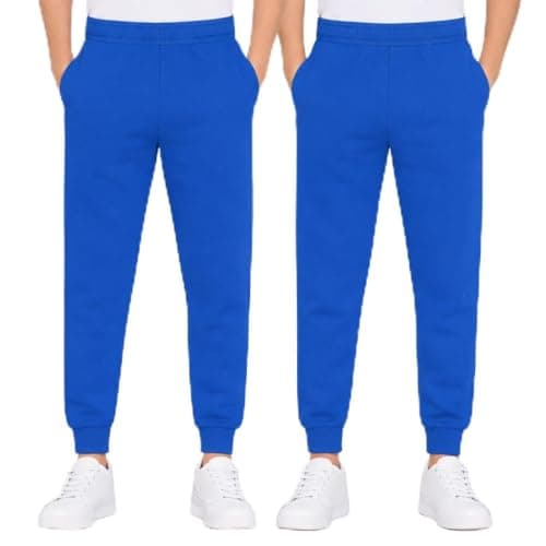 Image of NIYS Kids Boys & Girls Fleece Cuffed Hem Tracksuit Jogging Bottoms, Soft School Uniform Drawstring Sweatpants, Elastic Waist Activewear Trousers (UK, Age, 13 Years, 14 Years, Regular, 2, Royal Blue)