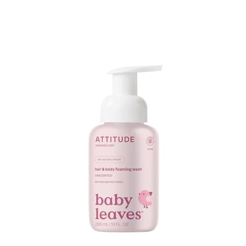 Image of ATTITUDE 2-in-1 Hair and Body Foaming Baby Wash, EWG Verified Shampoo Soap, Dermatologically Tested, Made with Naturally Derived Ingredients, Vegan, Unscented, 295 mL