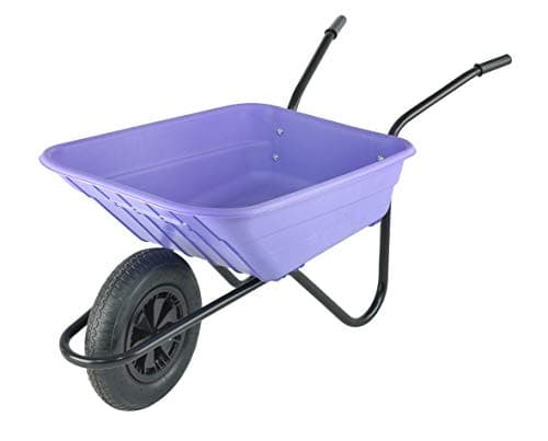 Image of Walsall Wheelbarrows 90Ltr Shire Plastic Green Wheelbarrow Barrow in a Box, Lilac - Pneumatic Wheel