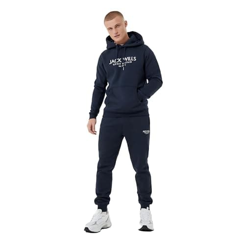 Image of Jack Wills Mens Batsford Graphic Logo Hoodie Navy M