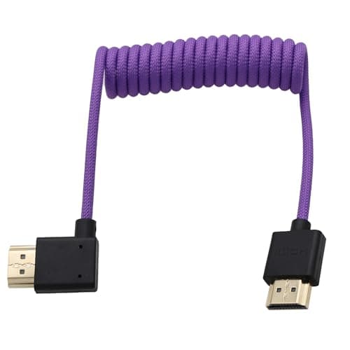 Image of HangTon 8K 4K HDMI Type-A Cable for ATOMOS Ninja V Shinobi, Z CAM E2-S6/F6/M4 Mark II, VILTROX Andycine, Teradek Hollyland Mars 400 Transmission, Purple Braided Coiled