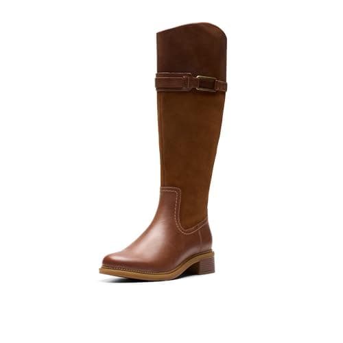 Image of Clarks Women's Maye Carly Knee High Boot, Tan, 7 UK