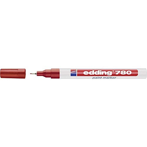 Image of edding 780 Paint Marker - Red - 1 Pen - Round Tip 0.8 mm - Paint Marker for Marking and Labelling Metal, Glass, Rocks or Plastic - Heat-Resistant, Permanent, Smudge-Proof and Waterproof