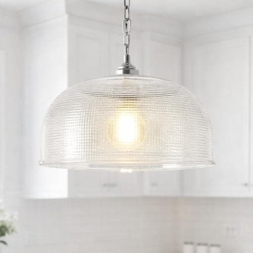 Image of CGC Lighting Indoor Ceiling Glass Bistro Adjustable Ceiling Pendant Light Lamp Shade (Prismatic Large)
