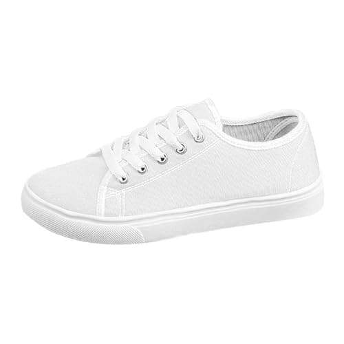 Image of Generisch 2026 Women's Casual Shoes, Fashionable Unisex Lace-Up Shoes, Canvas, Comfortable, Flat, Breathable Everyday Shoes for Women, Men, Black Shoes, 42, White, 6 UK