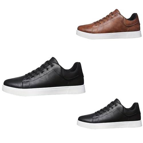 Image of Leather Shoes Men's Trainers Made of Leather for Non-Slip Sports Walking Fitness Comfort Plain Sole