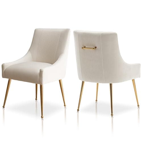 Image of SEYNAR Modern Dining Chairs, Velvet Upholstered Dining Room Chairs with Gold Legs,Tufted Accent Chair Set of 2 for Reception Room Living Room Study Room