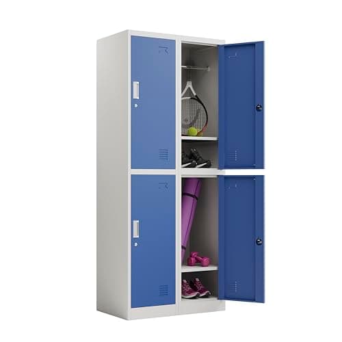 Image of Racking Solutions 2 x 2 Door Metal Storage Lockers, Blue FREE Next Working Day Delivery