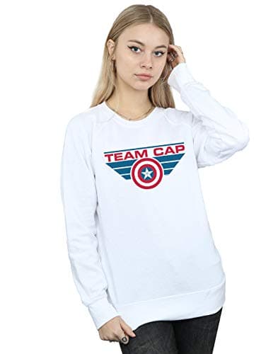 Image of Marvel Women's Captain America Civil War Team Cap Sweatshirt White Small