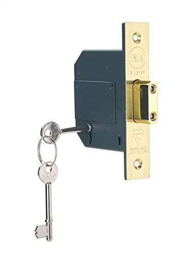 Image of Yale British Standard 5 Lever Mortice Deadlock, High Security, Visi Pack, Suitable for External Doors, Brass Finish, 2.5 Inch/64 mm