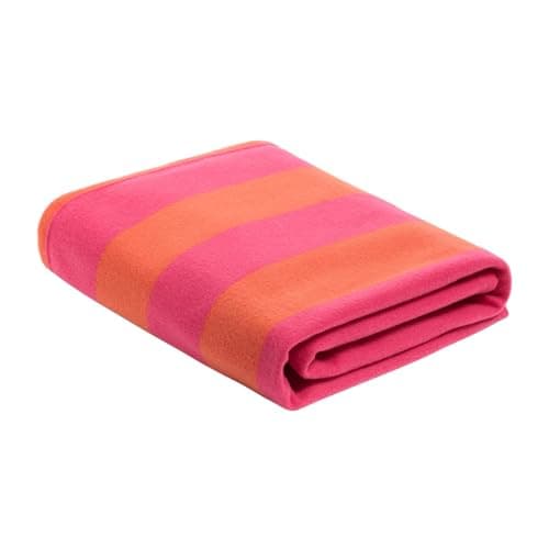 Image of OHS Fleece Blanket Stripe Sofa Throw, Soft Warm Cosy Throws for Sofas Bed Settee Decorative Throw Blanket Lightweight Comfy Single Bed Throws, Orange/Pink - 120 x 150cm