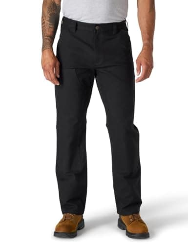 Image of Carhartt Men's Rugged Flex Relaxed Fit Duck Double Front Dungaree Work Utility Pants, Black, 31W x 32L