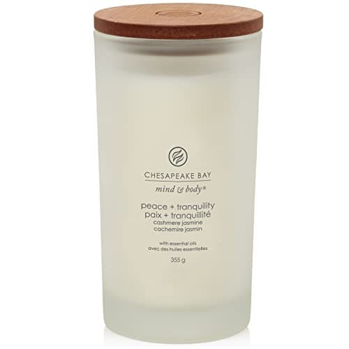 Image of Chesapeake Bay Scented Candle | Peace + Tranquility (Cashmere Jasmine) Large Tumbler Aromatherapy Candle | Long Burning Candles: up to 82 Hours | Mind & Body Collection | Gifts for Women