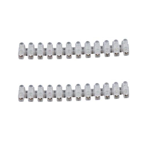 Image of 30A Electrical Terminal Block – 2 Pack 12‑Way White Terminal Block Strip, 30 Amp Wire Connector Block for Electrical Wiring, Cable Connections & Chocolate Block Applications