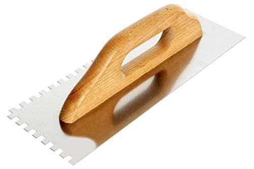 Image of Toolty Professional Stainless Steel Square Notched Trowel, Tiling Trowel, Plastering Trowel -320mm, 6x6mm - for Adhesive mortars - Wooden Handle, Tile, Tiling, Adhesive, DIY - TLTY-5306