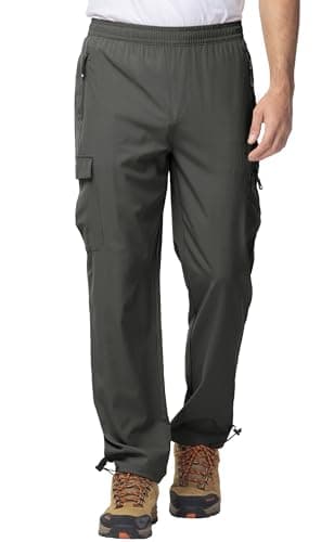 Image of YSENTO Mens Quick Dry Walking Hiking Trousers Outdoor Lightweight Breathable Trekking Work Trousers with Zip Pockets(Dark Grey,M)