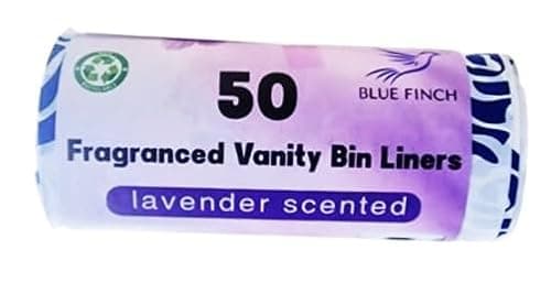 Image of 50 Flower Patterned Lavendar Scented Vanity Bin Liners, Fragranced Liner Suitable for Bedroom, Kitchen, Office, Shops, Bathroom 15L each Bin Liner (x1 pack of 50 liners)