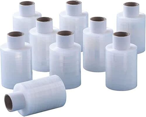 Image of REQUISTE NEEDS 100 mm x 250M Mini Plastic Clear Pallet Wrap Roll Pack Of 5 – Full Stretch Tear-proof Shrink Wrap – Water Resistant Industrial Shrink Wrap Perfect for Packing And Storing Things Easily
