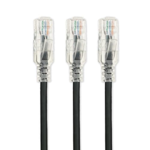 Image of Tecmojo Ethernet Patch Cable 3M, 3 Pack, CAT6 UTP Gigabit LAN Network Cable, Pure Copper LSZH RJ45 Snag-Free Patch Cord Black