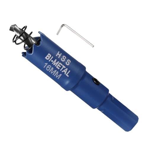 Image of METALLIXITY Bi-Metal Hole Saw 5/8", M42 HSS Circular Head 16mm Hole Cutter with Center Drill Bit - for Thick Stainless Steel Hard Steel Sheet, Blue
