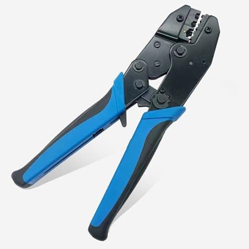Image of YB-114 Blue and Black Ratchet Crimping Plier Length 22.5cm/8.85 inch, Terminal Crimper AWG 22-10 (0.5-1mm²) (1.5-2.5mm²) (4-6mm²), Colour Coding Insulated Wire Terminal Professional Crimping Tool