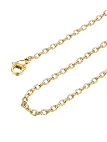 Image of FOCALOOK Gold Chains for Women Stainless Steel Womens Necklace 16inch Choker Necklaces 2MM Rolo Cable Chain for Pendant Hypoallergenic Jewellery Gift for Her