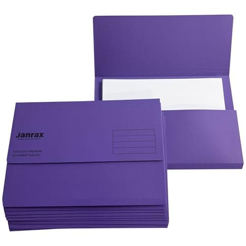 Image of Pack of 10 Purple Card Premium Foolscap Document Wallets