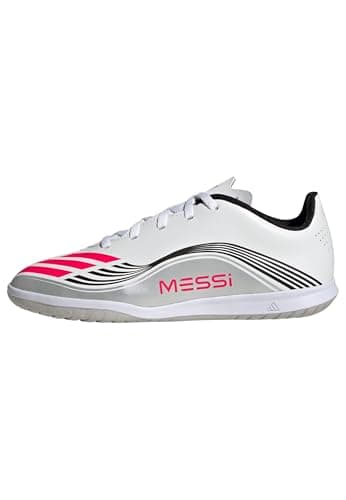 Image of adidas Unisex Kids F50 Messi Club Indoor Football Boots Kids, FTWR White/Lucid red/Silver met., 5.5 UK