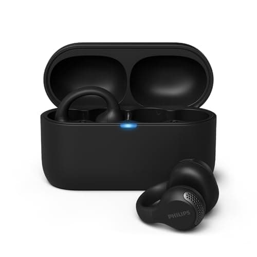 Image of Philips TAQ2000BK Ear Cuff Style True Wireless Open Ear Multipoint Bluetooth Earbuds - 28 Hours Playtime, Pocket-sized charging case, Clear calls, Ideal for commuting and exercise - Black