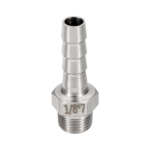 Image of sourcing map Stainless Steel Barbed Fitting 1/8" NPT Male to 1/4" Hose ID for Brew Pipe Fitting Direct Thread Tower Connector Durable Construction