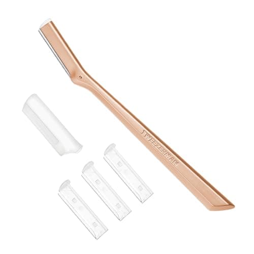 Image of Tweezerman Dermaplaning Razor For Face, Exfoliating Facial Razor for Women & Men, with 3 Spare Blades Included, Rose Gold, (Pack of 4)
