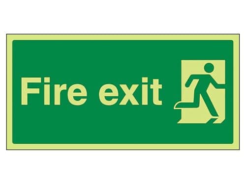 Image of The Workplace Depot Fire Exit Glow in the Dark Safety Sign – 150 x 300 mm Photoluminescent Sign, PVC or Self-Adhesive Vinyl – Emergency Exits in Offices, Warehouses & Schools (Vinyl (Self Adhesive))
