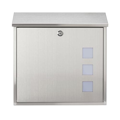 Image of Burg-Wachter MB08ST Aire Wall Mounted Stainless Steel Lockable Weatherproof Post Box - 37x36x11cm