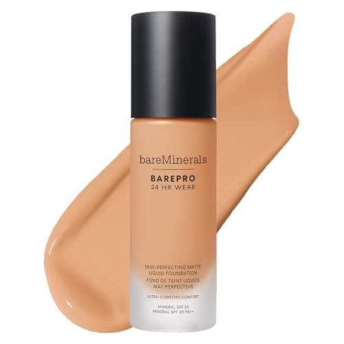 Image of bareMinerals BAREPRO 24HR Wear Skin-Perfecting Matte Liquid Foundation Mineral SPF 20 - Breathable Makeup for Face, Full Coverage, 24HR Wear, Natural Matte Finish, Vegan