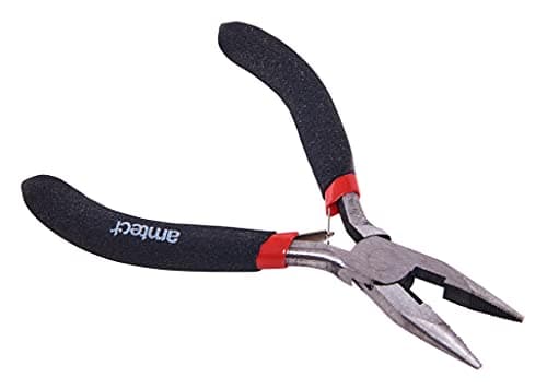 Image of Amtech B3186 Mini Long Nose Plier with Spring, Black Silver & Red, 15cm