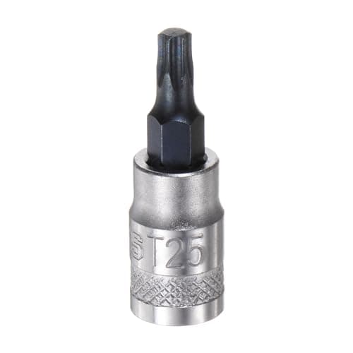 Image of sourcing map Torx Bit Socket T25 Solid Star 1/4" Drive 1.46" Length S2 Steel Bit CR-V Socket for Ratchet Wrench, Slide Bar, Extension Rod