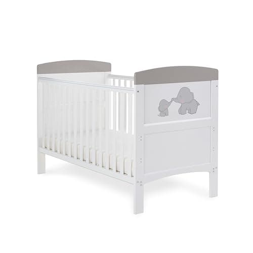 Image of Obaby Grace Inspire Cot Bed - Me & Mini Me Elephants Grey