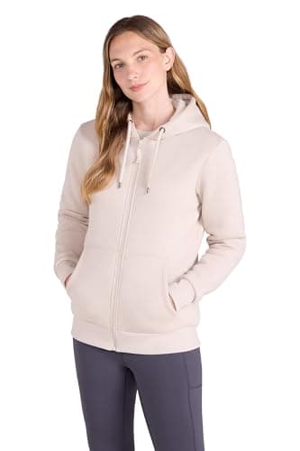 Image of Mountain Warehouse Dalton Womens Sherpa Lined Hoodie - Warm & Cosy, Full Zip Sweartshirt with Front Pockets & Drawcord - For Spring Summer, Outdoors & Walking Light Beige Women's Size 14