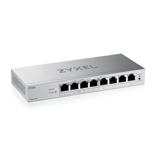 Image of Zyxel 8-Port PoE Switch | Web Managed Gigabit Ethernet Network | 4x PoE+ Ports with 68W Budget | QoS, Link Aggregation, VLAN, IGMP Snooping | Fanless | Desktop [GS1200-8HPv3]