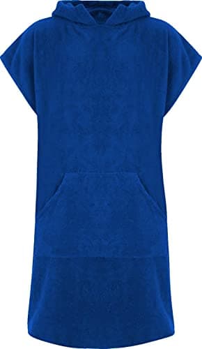Image of Adore Childrens Hooded 100% Cotton Changing Robe with Pocket Beach Terry Towelling Poncho Towel Swimming Surf (Royal Blue, Age 6-9)